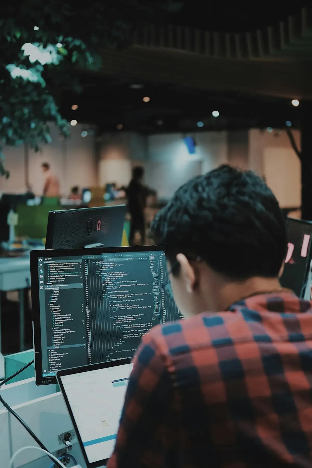 Software engineer coding at a fintech office in India