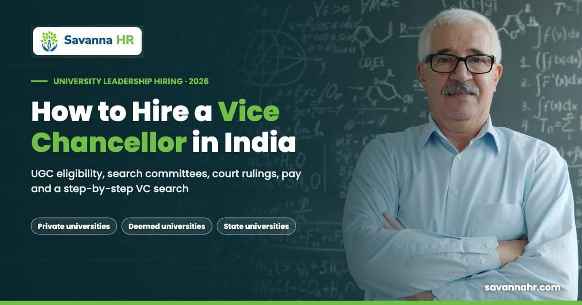 Senior academic leader in front of a chalkboard, for a guide on hiring a Vice Chancellor in India