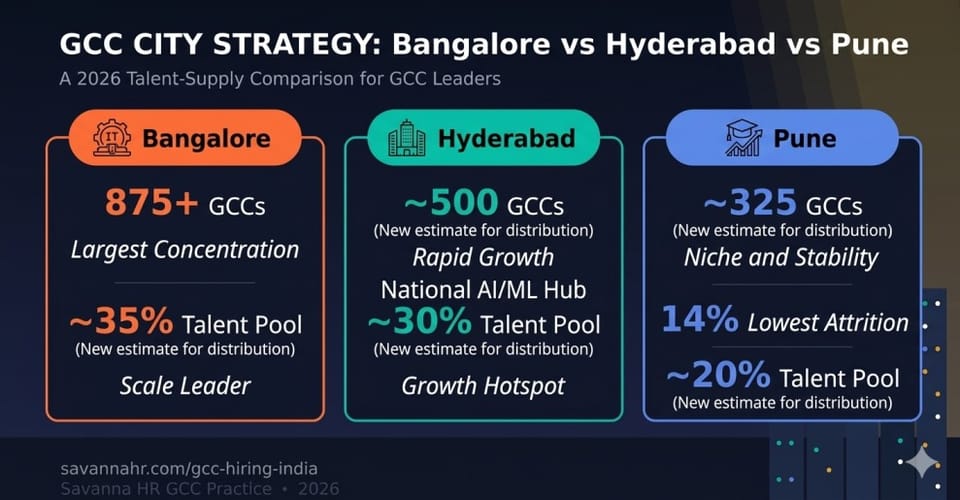 Bangalore vs Hyderabad vs Pune for Your GCC: A 2026 Talent-Supply Comparison